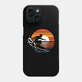 Surfing at sunset vintage retro Phone Case