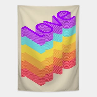 Love Love Love - Graphic Rainbow Chromatic Typography Design Tapestry