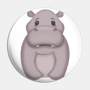 Cute Hippopotamus Drawing Pin