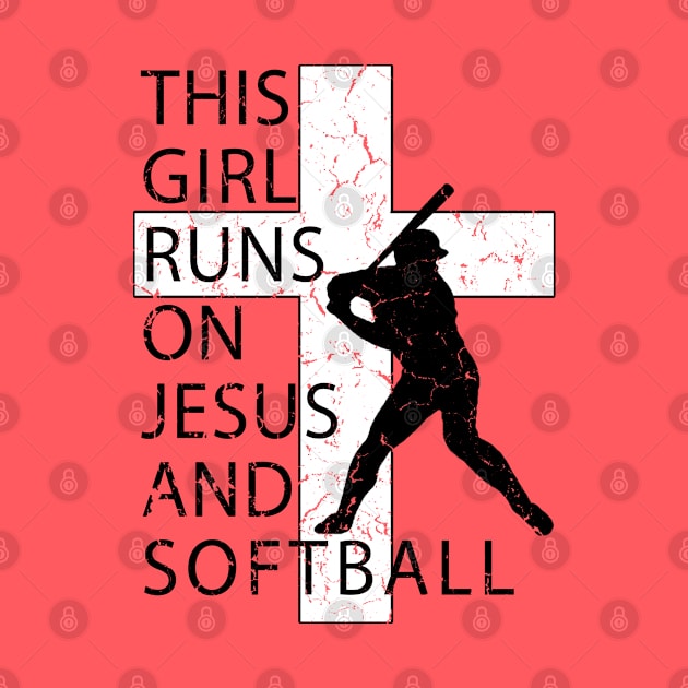 This Kid Runs on Jesus and Softball Christian Cross by TeeCreations