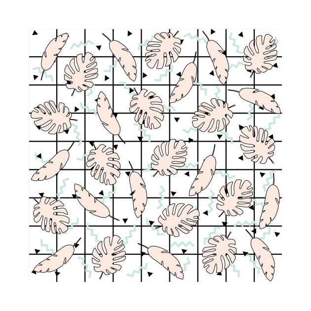 Funky Fresh Tropical Graphic 80's Memphis Grid Design by fivemmPaper