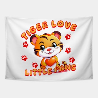 Cute Tiger Kids Valentine Tapestry