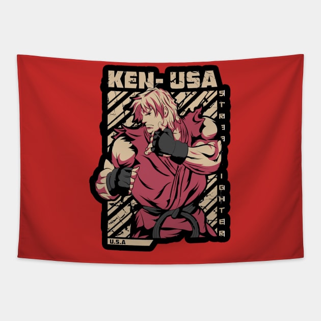 Ken USA Street Fighter fan art Tapestry by SkloIlustrator