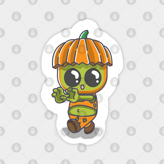 Cute pumpkin zombie Magnet by fflat hds