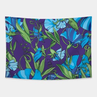 blue sweet pea Tapestry