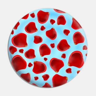 Pretty Falling Red Petals Floral Pattern Pin