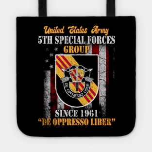 US Army 5th Special Forces Group Skull Flag Since 1961 De Oppresso Liber 5th SFG - Gift for Veterans Day 4th of July or Patriotic Memorial Day Tote