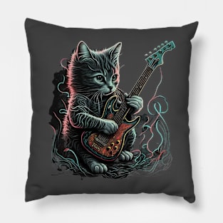 Cat playing guitar Pillow