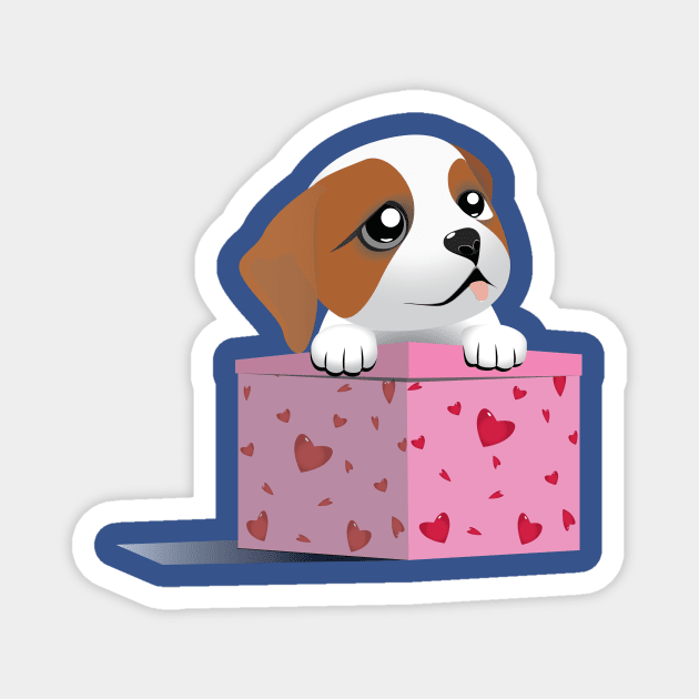 Puppy Love Valentine Magnet by Kanom-Tom