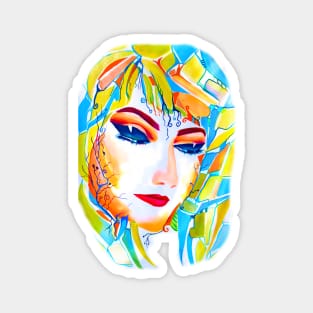 Watercolor Female in Utopian Pop Surrealism Style Magnet