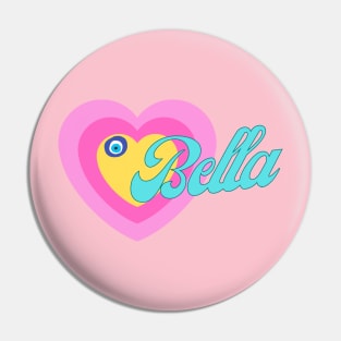 Bella in Colorful Heart Illustration Pin