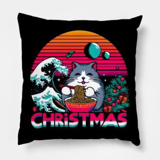 CUTE HAPPY CAT EATING RAMEN WAVE JAPANESE Pillow