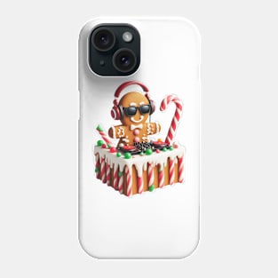 Funny Gingerbread DJ Booth Christmas Holiday Candy Cane Phone Case