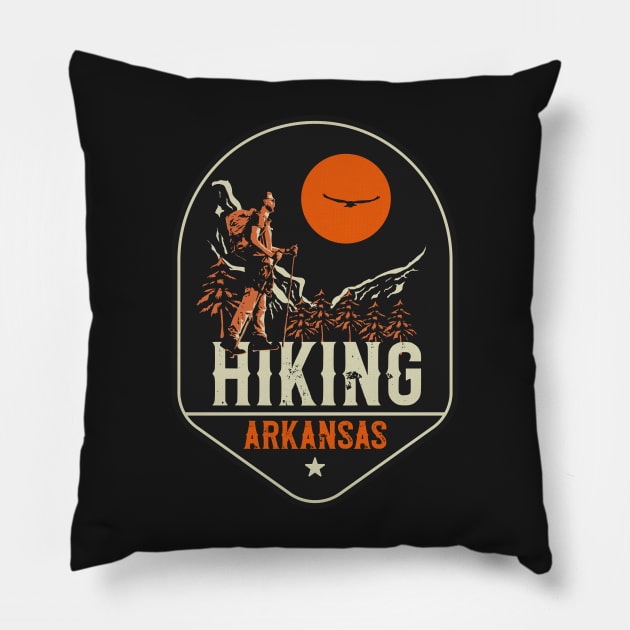 Hiking adventure wild retro exploring Arkansas Pillow by HomeCoquette