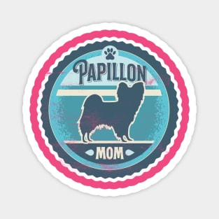 Papillon Mom - Distressed Butterfly Dog Silhouette Design Magnet