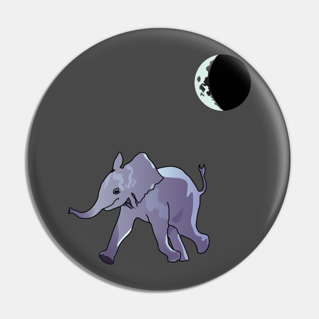 Baby Elephant's Midnight Stroll Pin by ThinkingSimple