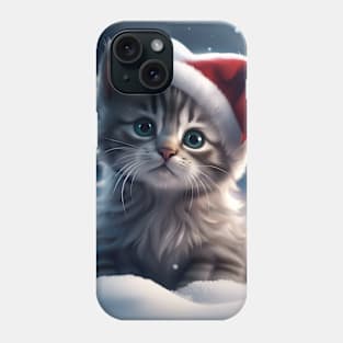 Kitten with Christmas Hat Phone Case