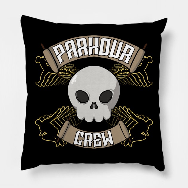 Parkour crew Jolly Roger pirate flag Pillow by RampArt