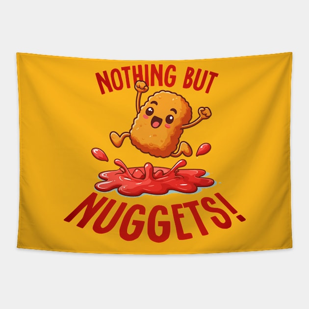 Nothing But Nuggets - Chicken Nugget and Ketchup Tapestry by TeeHeeFun