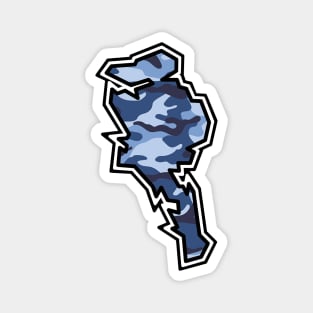 Quadra Island Silhouette in Blue Camouflage - Army Camo Pattern - Quadra Island Magnet