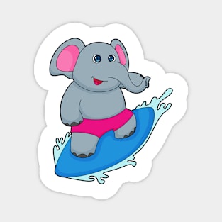 Elephant as Surfer with Surfboard Magnet