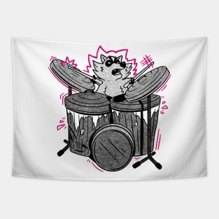 Raccoon Drummer Music Lover Tapestry