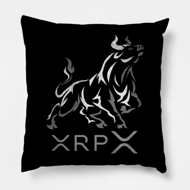 Vintage Bull Market Ripple XRP Coin To The Moon Crypto Token Cryptocurrency Wallet HODL Birthday Gift For Men Women Pillow by Thingking About