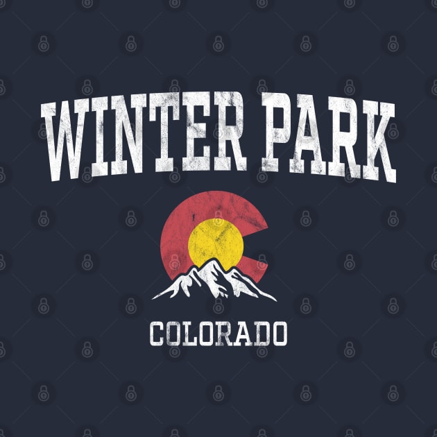 Winter Park Colorado CO Vintage Athletic Mountains by TGKelly