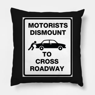 Motorists Dismount to Cross Roadway Pillow