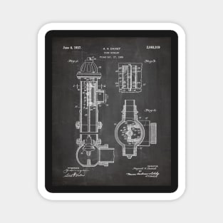 Fire Hydrant Patent - Fireman Fire House Art - Black Chalkboard Magnet