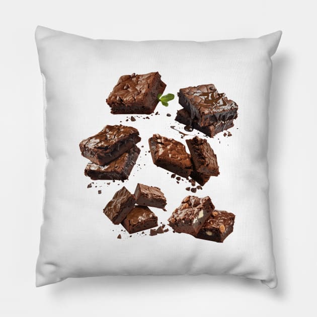 Brownie Pattern Chocolate Kawaii Sweet Breakfast Yummy Salted Vintage Pillow by Flowering Away