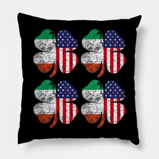 Four Irish American Flag Ireland Shamrock St Patrick Day Pillow