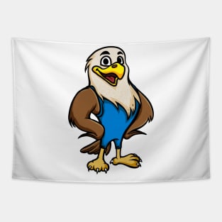 Cute Anthropomorphic Human-like Cartoon Character Bald Eagle in Clothes Tapestry