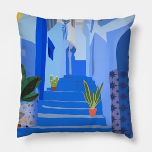 Morocco Blue city Pillow