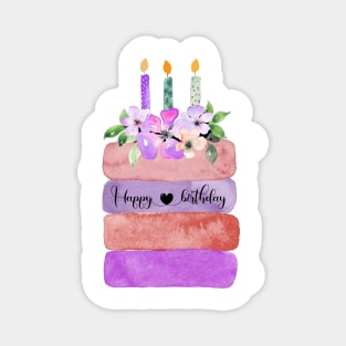 Happy Birthday purple Cake Magnet