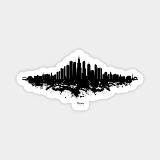 Chicago City Skyline - Black Watercolor silhouette on White Background Magnet