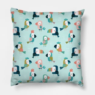 Cute Colorful Beautiful Bird Pattern Artwork Pillow