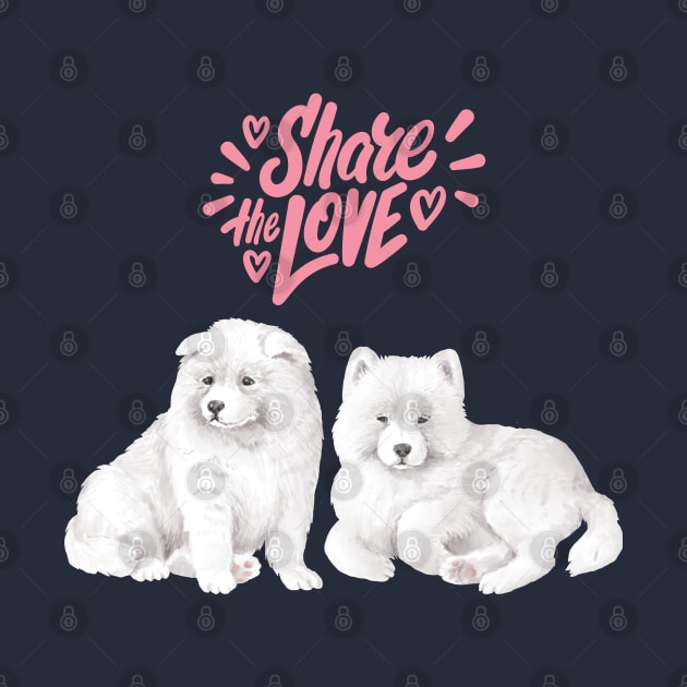 Samoyed Dogs Share the Love by Dreamy Feminine