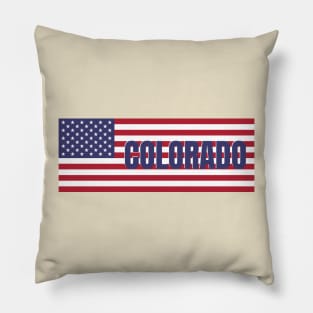 Colorado State in American Flag Pillow