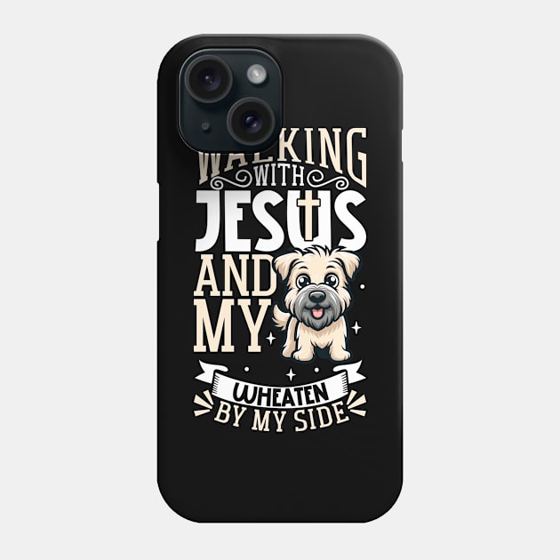 Jesus and dog - Soft-coated Wheaten Terrier Phone Case by Modern Medieval Design