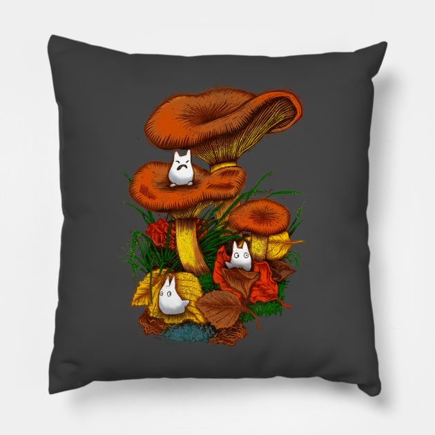 Mushroom spirits Pillow by Little Bad Wren 