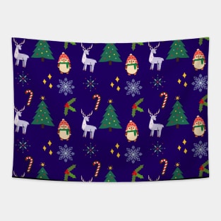 Cute Christmas pattern dark blue Tapestry