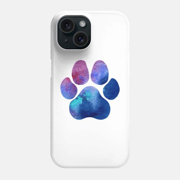 Blue and Purple Paw Print Phone Case by dragonstarart