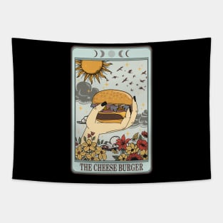 Funny food tarot cheese burger Tapestry