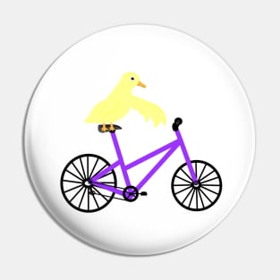 Duck On A Purple Bicycle Pin