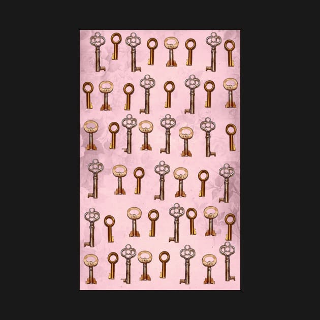 keys on pink floral wallpaper by lovefromsirius