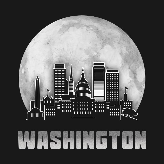 Washington District of Columbia Skyline Full Moon by traveltravelamerica