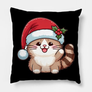 Ragdoll Cat Wearing Santa Hat Merry Christmas Pillow