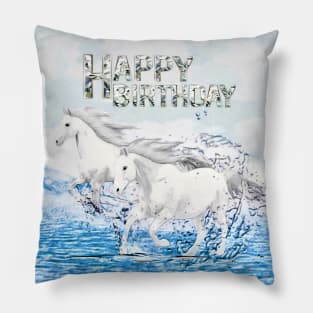 Angelic Horses Birthday Greeting Pillow