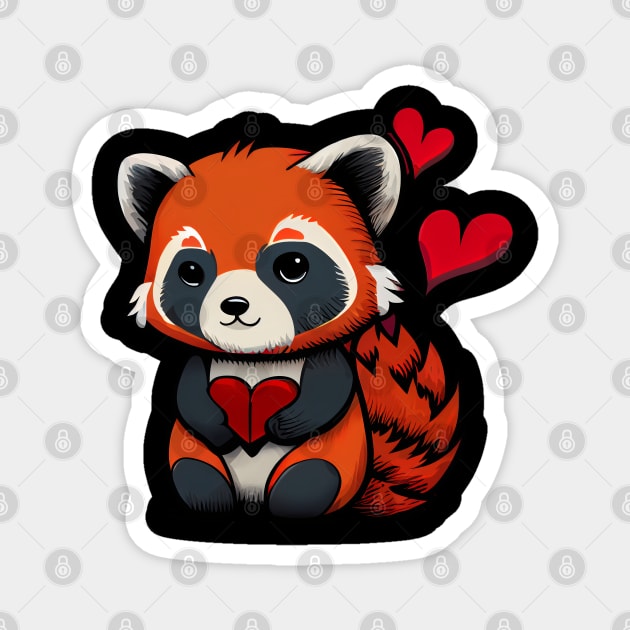 Valentine Red Panda Magnet by pako-valor